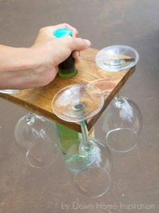 how to make a wine bottle and glass holder from wood